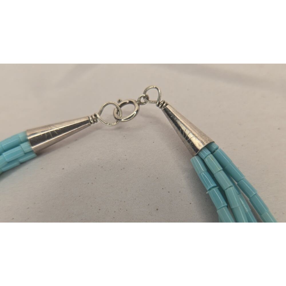 Navajo Turquoise Heishi Necklace Mountain Kingman Turquoise 5 Strands 16 inches - Picture 5 of 10